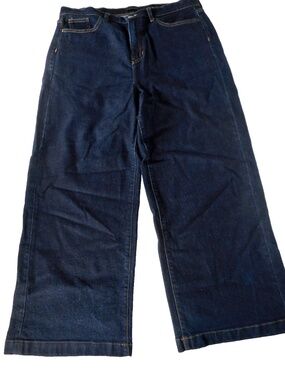 Banana Republic Womens Sz 31 L 34 High-Rise Wide-Leg Crop Jeans Indigo Denim